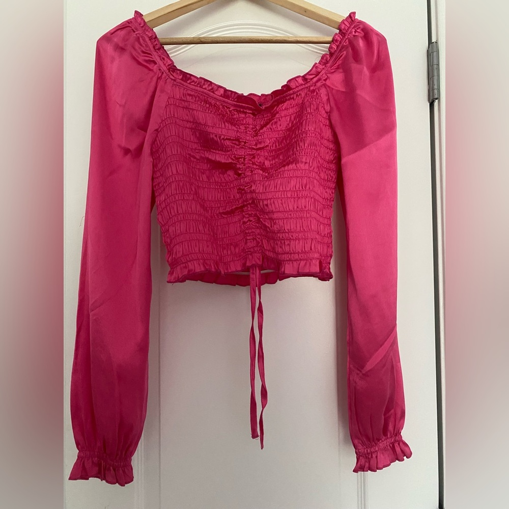 Pink Satin Japna Long sleeve top!! Bought on Revolve!  Size M